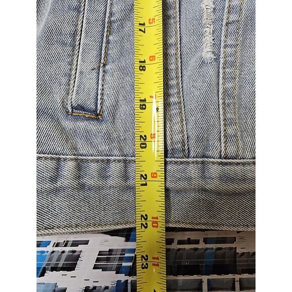 CI SONO BLUE‎ DENIM JACKET GRAY HOODIE BUTTON DOWN 4 POCKETS size L - Picture 6 of 7